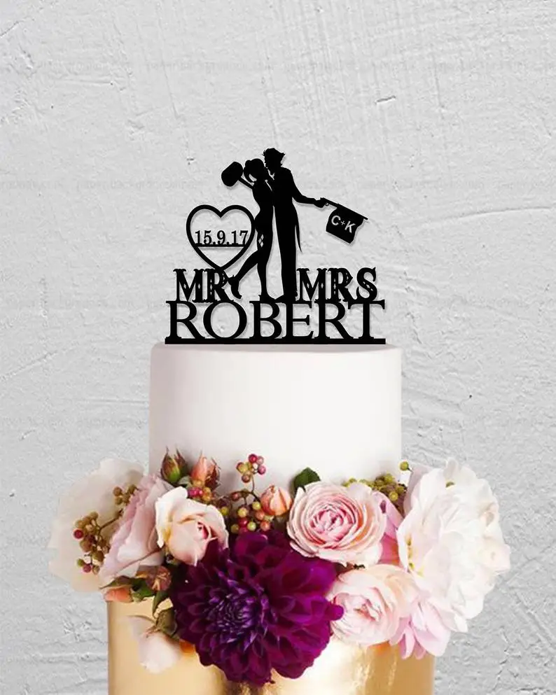Свадебный торт Топпер Mr и Mrs заказной Фамилия индивидуальные инициалы | Дом сад
