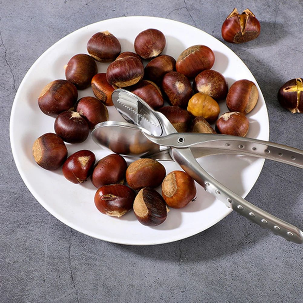 304 Stainless Steel NutCracker Opener 2 in 1 Quick Chestnut Clip Walnut Pliers Metal Nut Opener Kitchen Tools Cutter Gadgets
