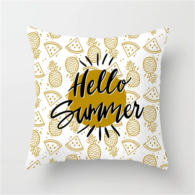 

TTLIFE Gold Plant Printed Cushion Cover Branch Leaves Pillow Cover White Decorative Pillowcase for Sofa Chair Bedroom Decor