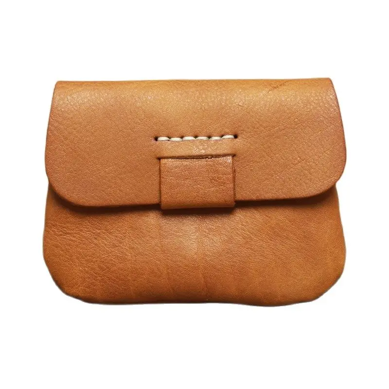 2020 AW Vegetable tanned cow leather coin purse Vintage leather slim purse Coin Purse Credit Card Case Holder Organiser bag