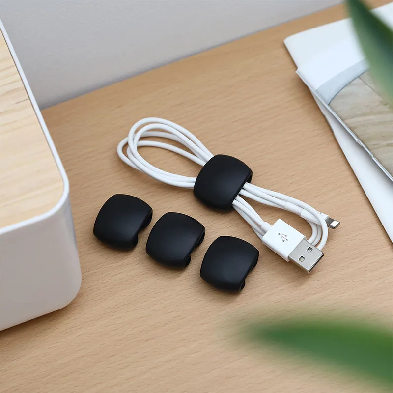 Простой 4 шт. устройство для сматывания кабеля USB круглый зажим органайзер для наушников аккуратный держатель кабель управление намотка Настольный кабель фиксированный