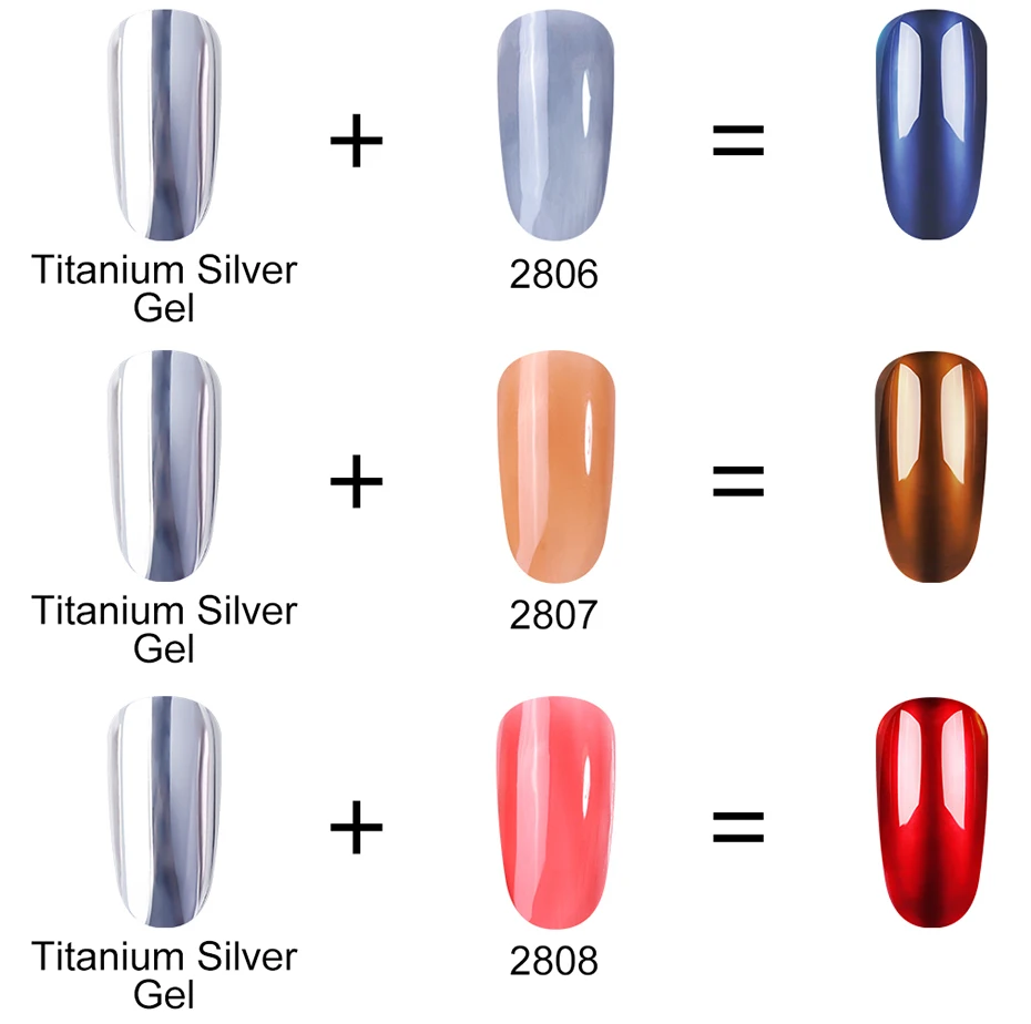 Elite99 10ml Mirror Titanium Sliver UV Gel Nail Polish Giltter Mirror Metal Color Soak Off Gel Varnish Permanent Enamel Nail Art
