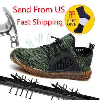 

Dropshipping Indestructible Work Shoes Men And Women Steel Toe Air Safety Boots Puncture-Proof Work Sneakers Breathable Shoes