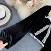 Sexy Halter Lace Patchwork Short Blouse For Women Casual Puff Sleeve Velvet Shirt Female Black Tops New Fashion Autumn Winter 5