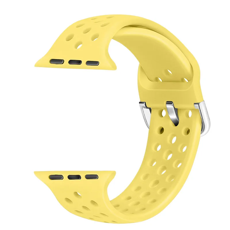Силиконовые дышащая Спортивная петля ремешок для apple watch, ремешок 42/38 мм Браслет для apple watch 4 44/40 мм для наручных часов iwatch, 5 4 3 2 1 - Цвет ремешка: Yellow