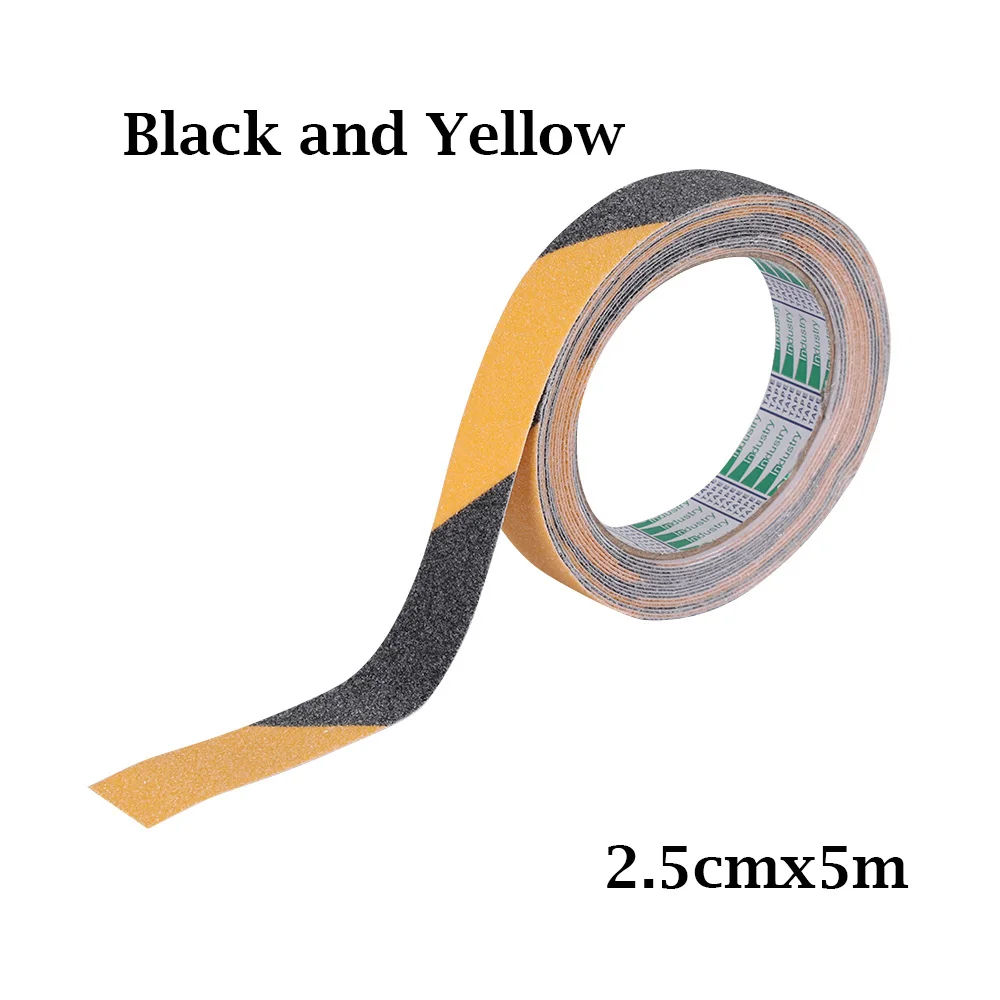 2.5cmx5mblack yellow 1 шт. нескользящий предохранительный захват клейкой ленты сильная клейкая безопасная Тяговая лента сигнальная лента из ПВХ пол Лестницы противоскользящие наклейки защитные накладки - Цвет: 2.5cmx5mblack yellow