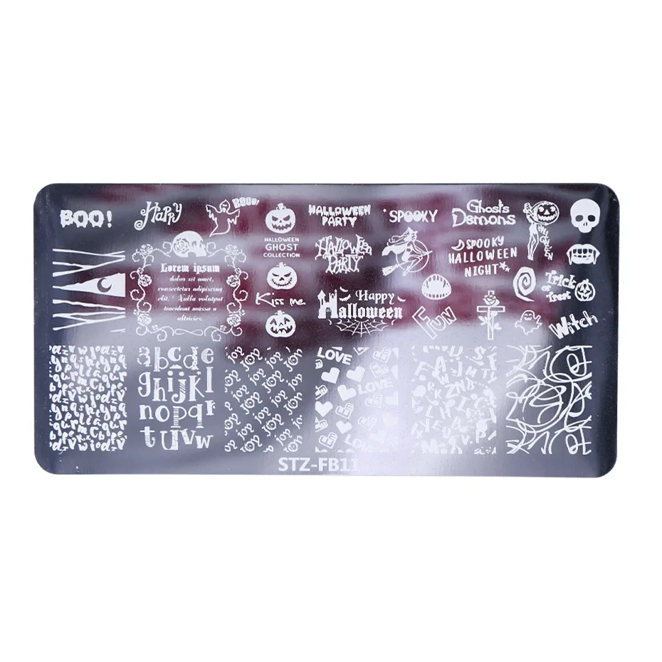 STZ-FB11 Nail Stamping Plates Leaves Flower Nail Template Christmas Halloween Image Stamp Manicure Polish Printing Stencil JISTZFB01-19 - Цвет: STZ-FB11