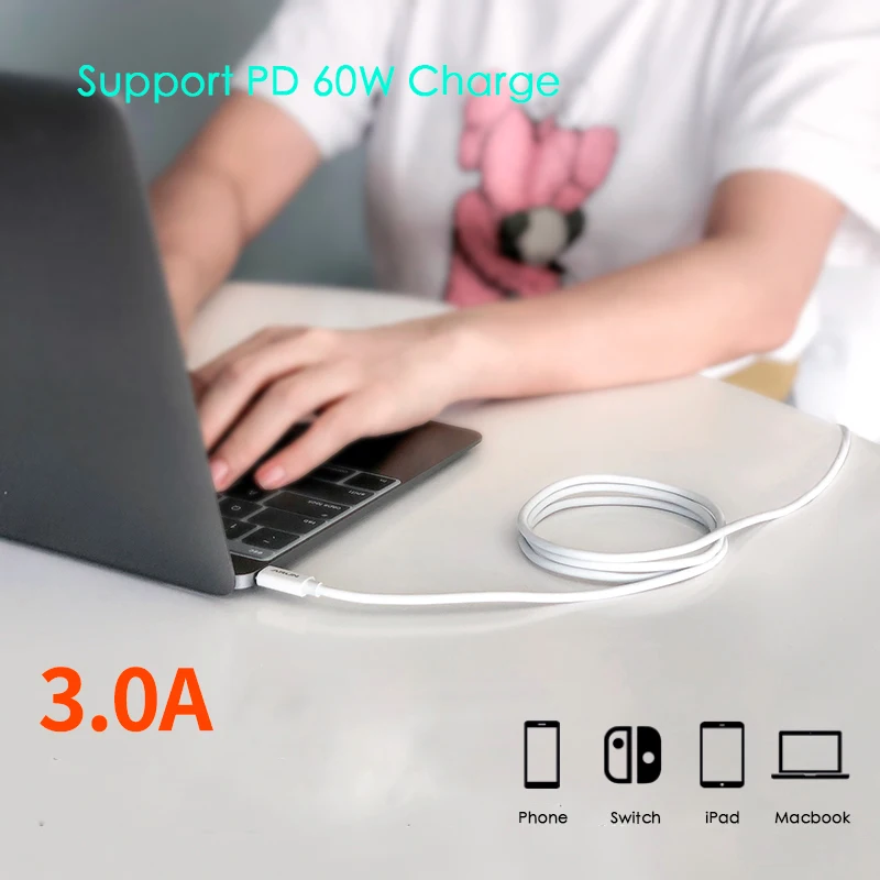 Usb type-C к usb type-C кабель PD 60W QC3.0 3A Быстрая зарядка кабель для зарядки и передачи данных для samsung Galaxy S9 S10 Note 8 Macbook air pro