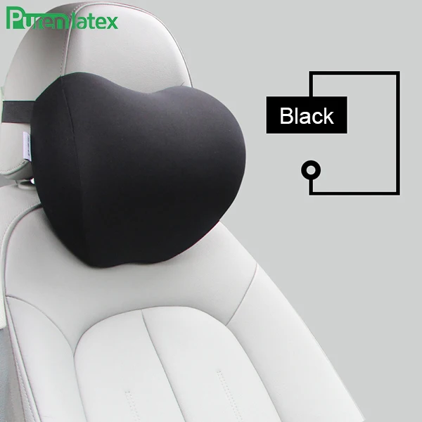 Balck Purenlatex подушка для шеи автомобиля с эффектом памяти мягкая дышащая подголовник для вождения дома и офиса Авто Подушка безопасности - Цвет: Balck