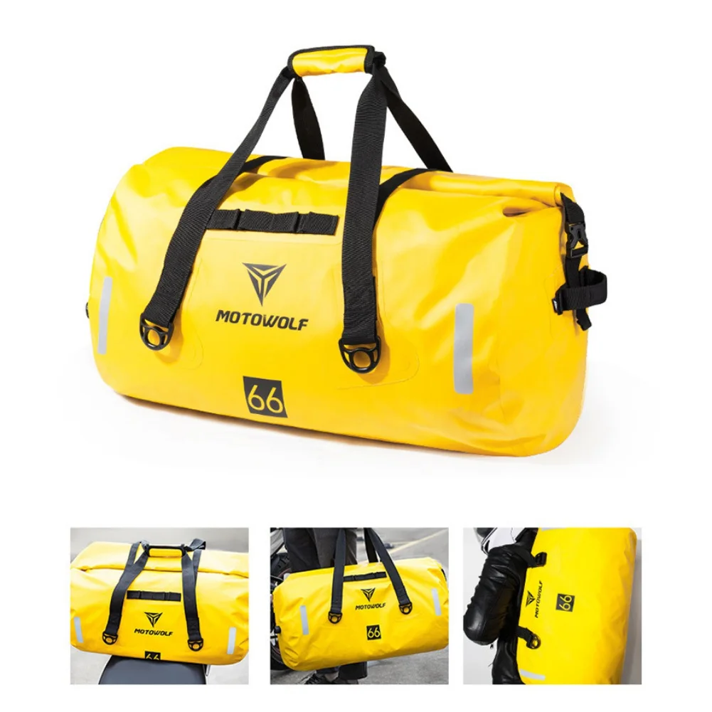 Apparel - Motorcycle Waterproof Tail Seat Bag PU Reflective Multifunctional Motorcycle Luggage Bag With Bar Straps 40L/66L/90L