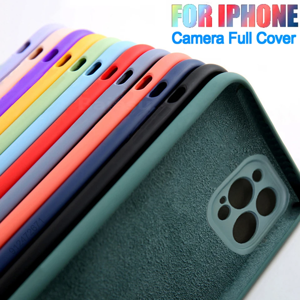 Luxury Velvet Back Liquid Silicone Case For Iphone 13 12 11 Pro Max Mini 7 6 6S 8 Plus X Xr Xs Max Full Cover Camera Protection apple iphone 13 pro max case