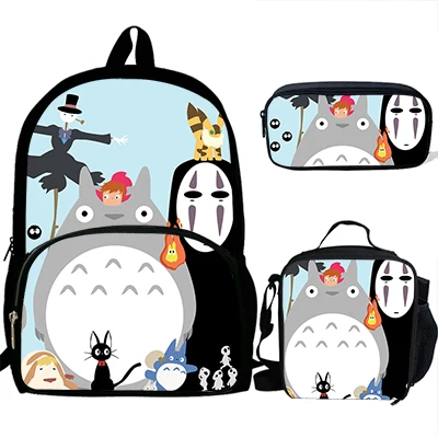 3 шт./компл. мультфильм счастливый totoroPrint рюкзаки дети Bookbag школьная сумка для мальчиков Mochila девушки ежедневно плечо Luch сумка карандаш
