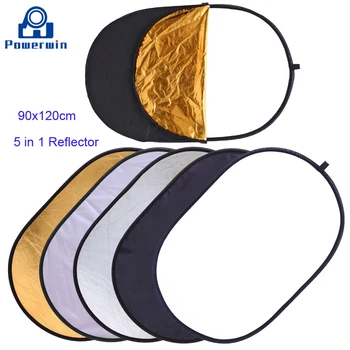 

Powerwin 5 in 1 Oval Reflector 90x120cm Collapsible Disc DSLR Camera Flash Studio Video Light Stand Softbox Diffuser Backdrop