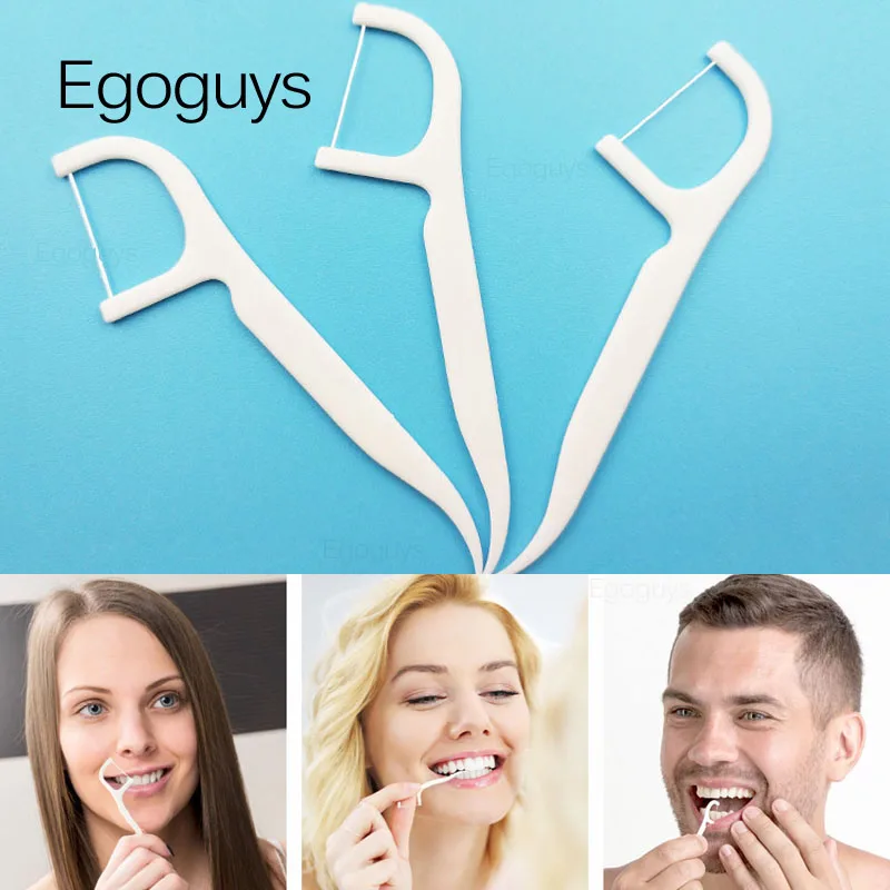 White Dental Floss Pick Tooth Cleaner Sticks Oral Hygiene Care Teeth Interdental Cleaning Flosser Toothpick Tool 7.5cm 100pcs