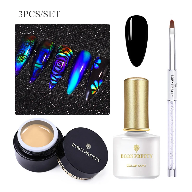 3Pcs Set BORN PRETTY, термочувствительный жидкий, меняющий цвет, сенсорный, жидкий, УФ-светодиодный, отмачиваемый, Гель-лак для ногтей, краска, гель, черная основа, нужно 2 г - Цвет: 3Pcs Set