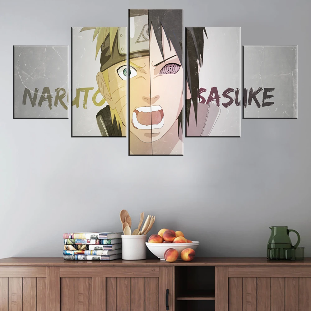 5 Pieces HD Print Painting Anime Naruto Uzumaki Sasuke Uchiha Modular For  Modern Decorative Bedroom Living Room Home Wall Art|Painting & Calligraphy|  - AliExpress