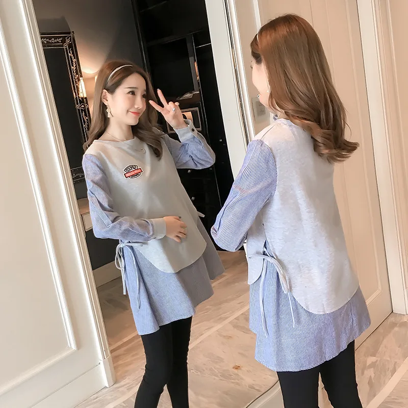 

Skirt Spring Clothing 2019 New Style Tops Spring And Autumn T-shirt Mid-length Pregnancy Women Dress Cotton Blend Long Sleeve Fa
