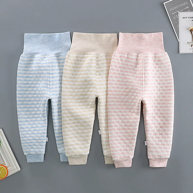 

Newborns Infants Three Layer Padded Warm Pants Dual File Men And Women Baby High-waisted Bellyband