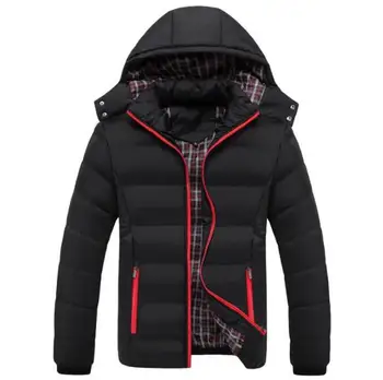 

2019 New Men Winter Hooded Casual Jacket Solid Color Down Cotton Clothing Outwear Men's Jacket And Coats