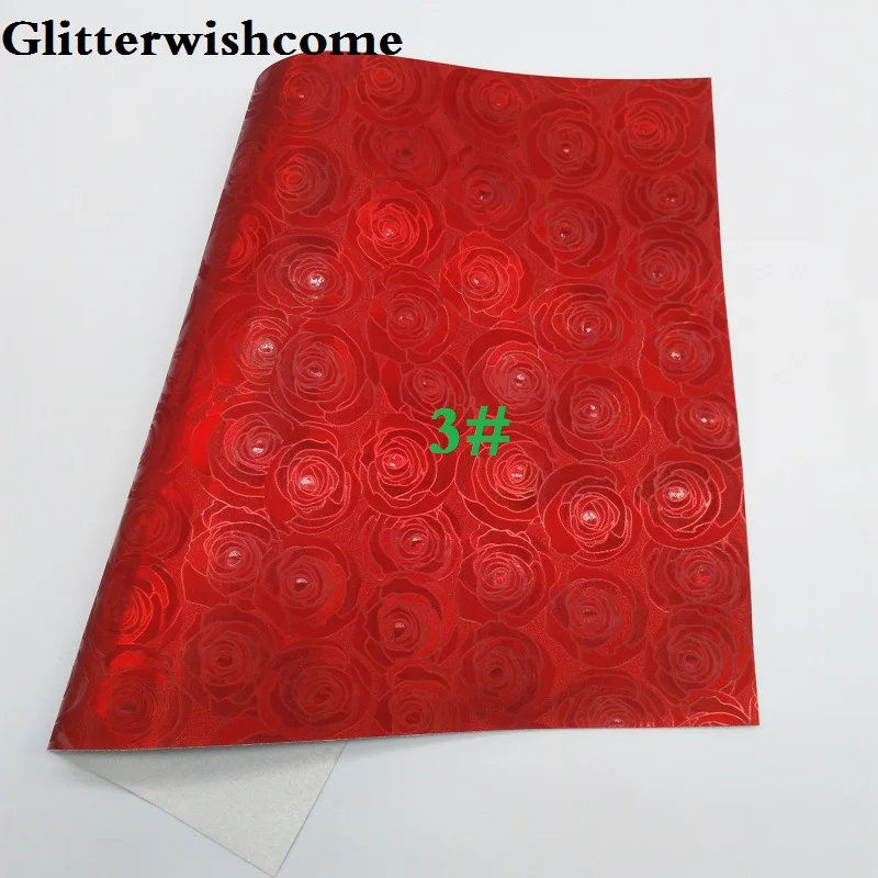 3 Glitterwishcome 21X29 см A4 Размеры виниловые обои для банты тиснением розы кожаный тканевый Искусственная кожа листы для банты, GM243A - Цвет: 3