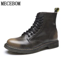 Мужские мотоциклетные ботинки качественные мужские ботинки из коровьей кожи на шнуровке, большие размеры 38-48 модная плюшевая Теплая мужская обувь, увеличивающая рост