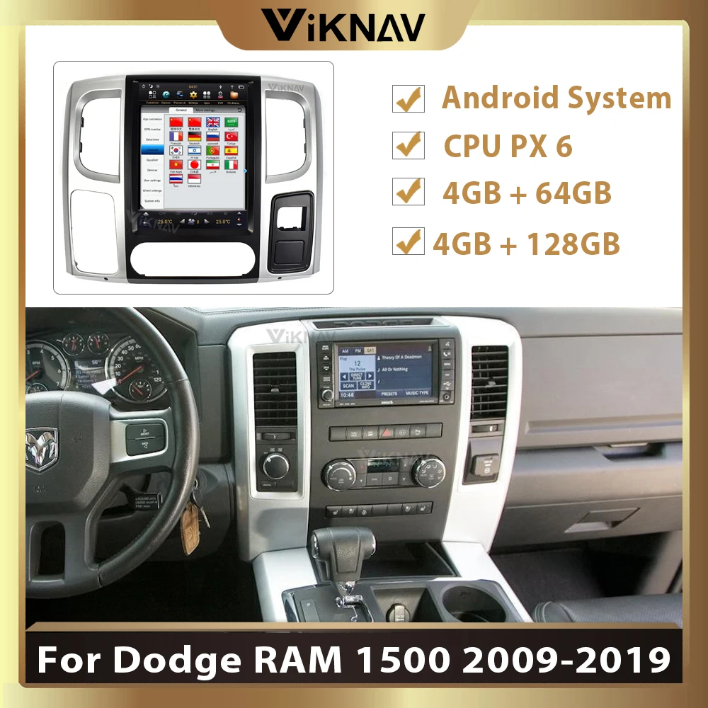 

Android 9.0 PX6 Tesla screen Car Radio For Dodge RAM 1500 2008- 2019 Car Stereo radio multimedia player head unit