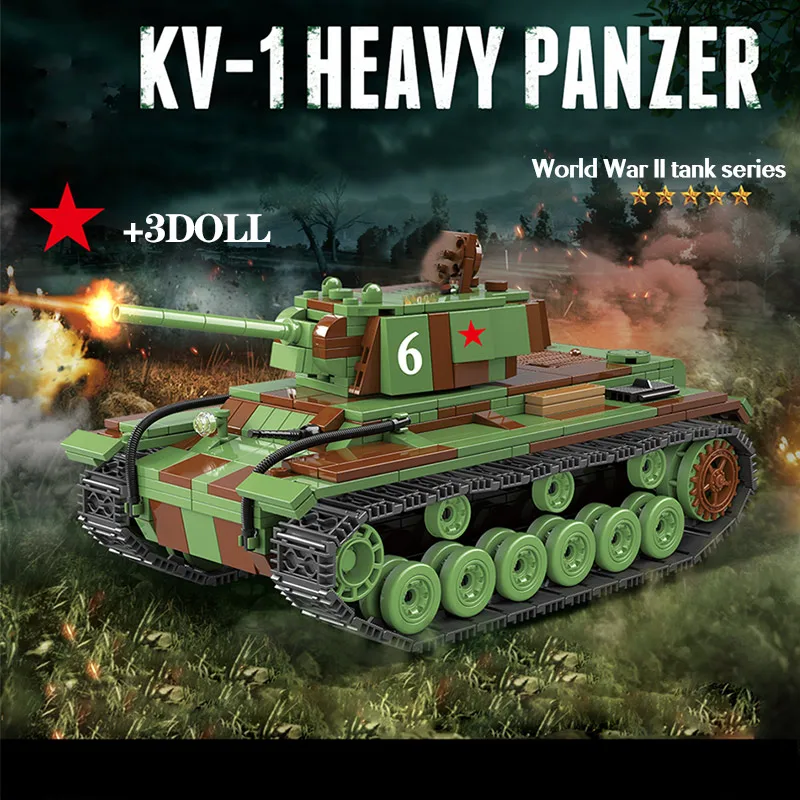  768 PCS Military Soviet Russia KV 1 Tank Building Blocks For legoingly tank City WW2 Soldier Police