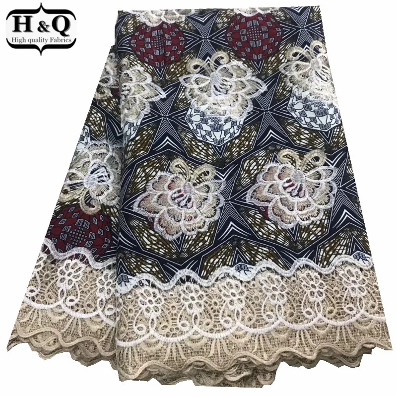 H& Q Стильный хлопок Гипюр кружево Африканский принт восковая кружевная ткань Анкара вышитая ткань батик с кружевом 6 ярдов для платьев