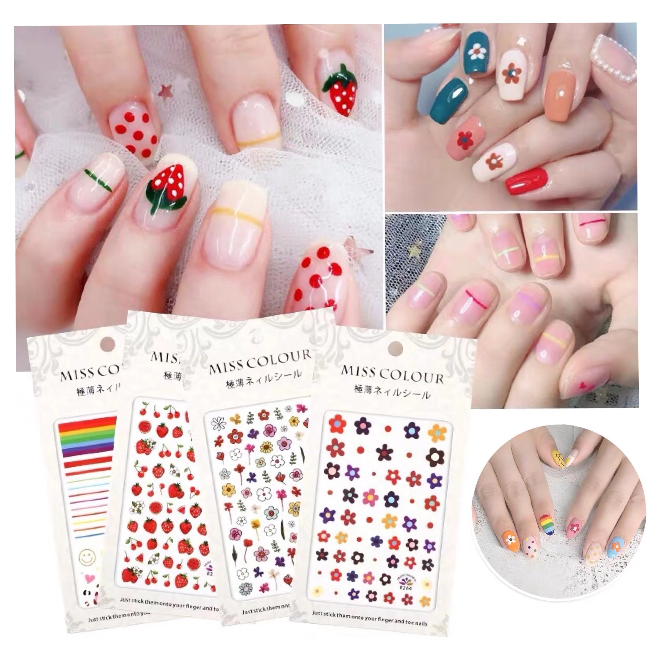 1Pcs Cute Flower Nail Stickers DIY Nail 