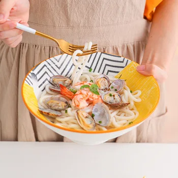 

Ceramic Cartoon Yellow Cat Ramen Hat Soup Bowl Cute Popular Net Red Tableware