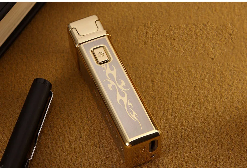 Высококачественная металлическая зажигалка jobon для зарядки через usb, ветрозащитная дуга, ультратонкая Зажигалка для сигарет