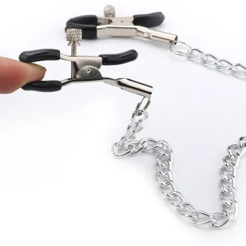 1Pairs Flirting Sex Toys Of Metal Fantasy Nipple Clamp with Chain For Men Women Bdsm Bondage Breast Massage Clip Erotic Products 6