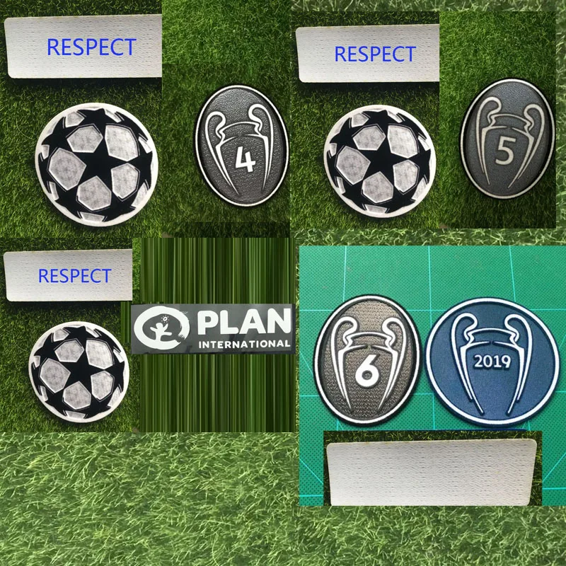 

2019 UCL Respect and Starball Patch And 4 5 6 13 Time Winner Sponosr Heat Transfer Soccer Patch