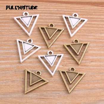 

20PCS 18*19mm New Product Two Color Double Triangle Charms Geometric Pendant Jewelry Metal Alloy Jewelry Marking