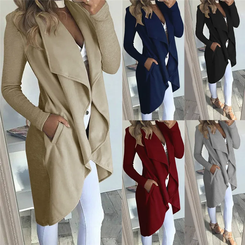 Женское осенне-зимнее теплое длинное пальто без пуговиц, куртка, верхняя одежда, открытый стежок, женский кардиган, пальто, джемпер, jalket, большие размеры