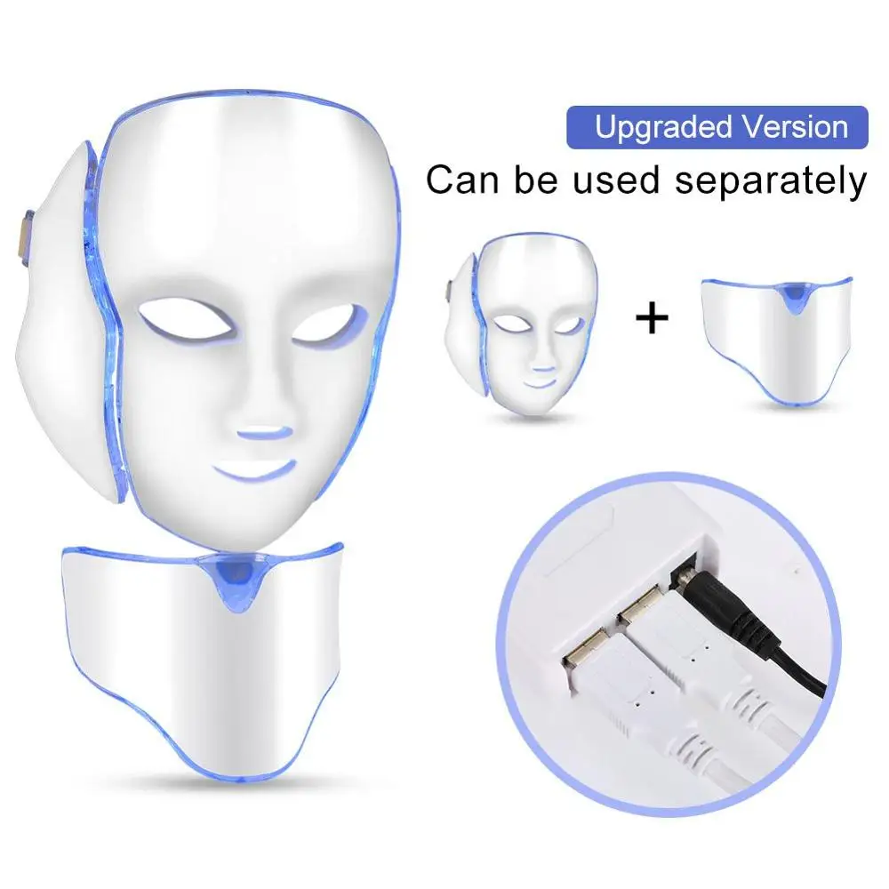  7 Colors Led Facial Mask LED Mask For Face Neck EMS Micro-current Anti Wrinkle Acne Removal Electri - 4000314268860