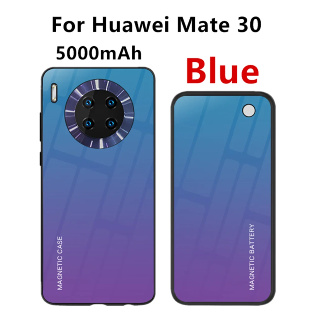 Blue for Mate 30 5000 мА/ч чехол для беспроводной зарядки аккумулятора для huawei mate 30 Pro резервный Магнитный аккумулятор внешний аккумулятор чехол для зарядного устройства для huawei mate 30 - Цвет: Blue for Mate 30