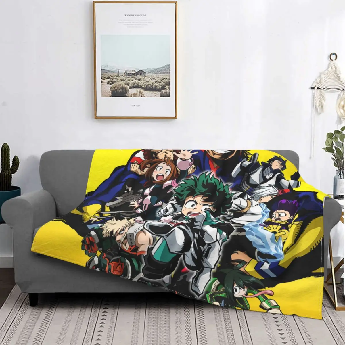 

Game My Hero Academia Collage Knitted Blankets Academy Anime Fuzzy Throw Blankets Bedroom Sofa Decoration Soft Warm Bedspreads