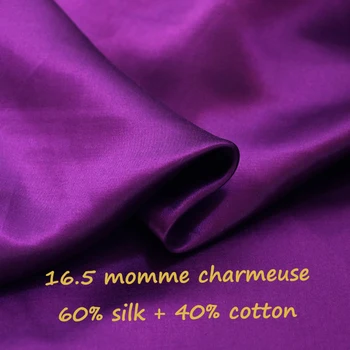 

100cm*133cm Violet Soft Natural Silk Cotton Fabric Charmeuse Material For Gown Bedding Pajamas Pillow Cases