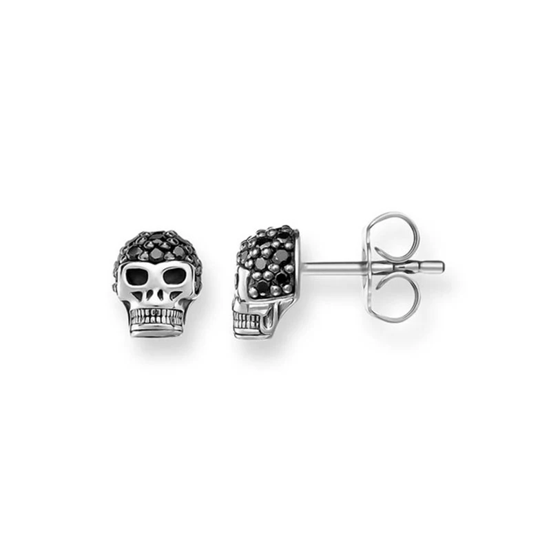 

Black CZ Skull Stud Earring for Women Men Thomas Style 925 Sterling Silver Skeleton Ear Stud Jewelry Accessories Gift Super Deal