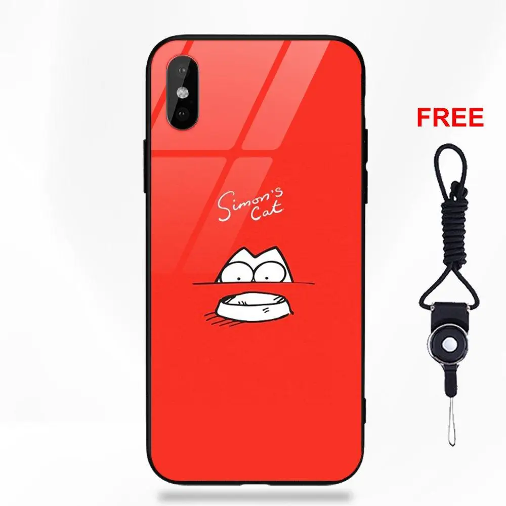 Силиконовый ТПУ оправа закаленное стекло Чехлы для Apple iPhone 5 5C 5S SE 6 6S 7 8 Plus X XS Max XR Забавный Милый Белый Кот Саймона - Цвет: as picture