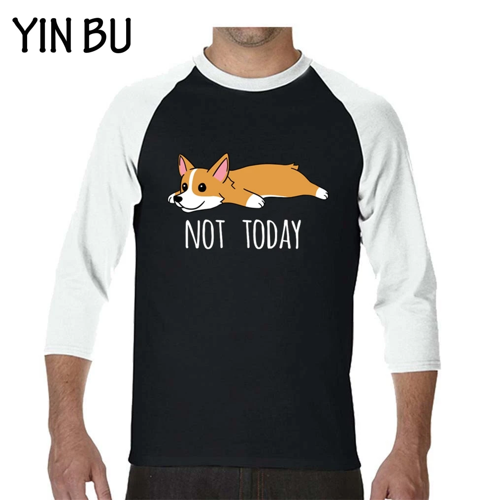 Мужские футболки Not Today Beagle Dog зима осень новая футболка оптом с длинным рукавом мужская футболка уличный стиль Забавный - Цвет: Бирюзовый