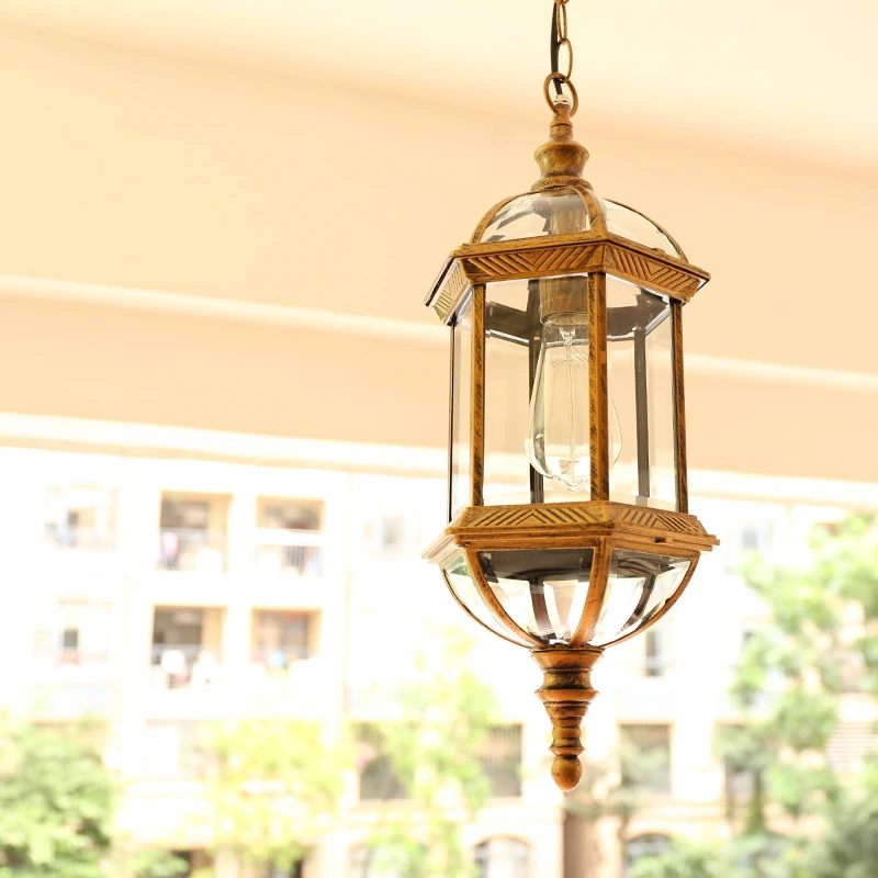 Retro European style simple outdoor villa garden hallway aluminum waterproof courtyard Chandelier | Лампы и освещение