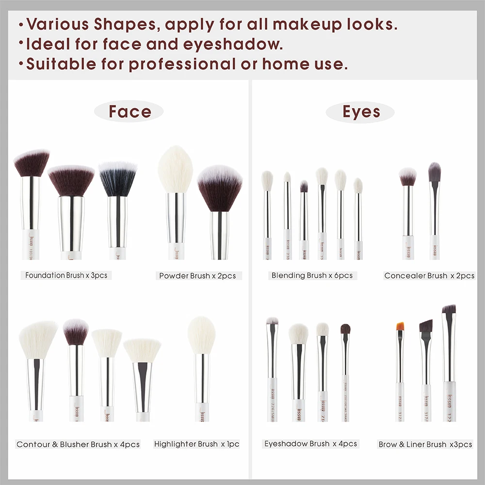 Billige Jessup pinsel set Perle Weiß Silber Professionelle Make Up Pinsel Setzt Foundation Make up Pinsel schönheit Werkzeug Powder Blushes