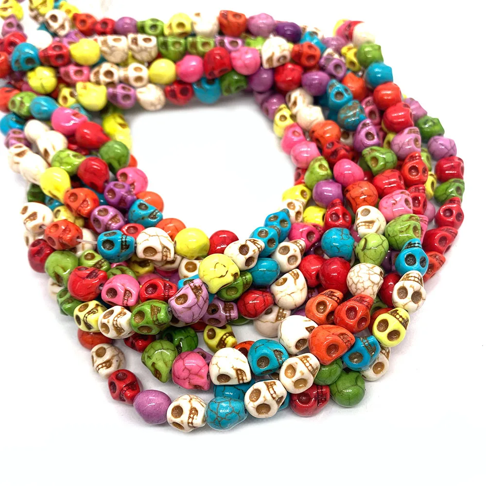 12X10MM Wholesale 20pcs Turquoise Carved Skull Head Spacer Beads 10 Colors 