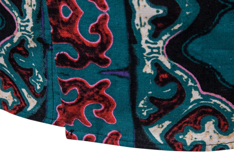 Men African Clothes Shirts Long Sleeve European Retro Flowers Colour Shirt Printing Male Blouse Tops Muslim Camisa Masculina