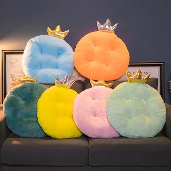 

46cm Chair Cushion Cartoon Long Plush Home Decor Crown shape Pillow Plush Seat Cushion Students children girls Chair Cushion