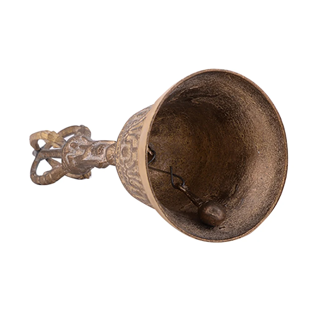 Tibetan Buddhist FengShui Alarm Tea Handmade Service Brass Dinner Prayer Desktop Portable Loud Call Meditation Lucky Hand Bell