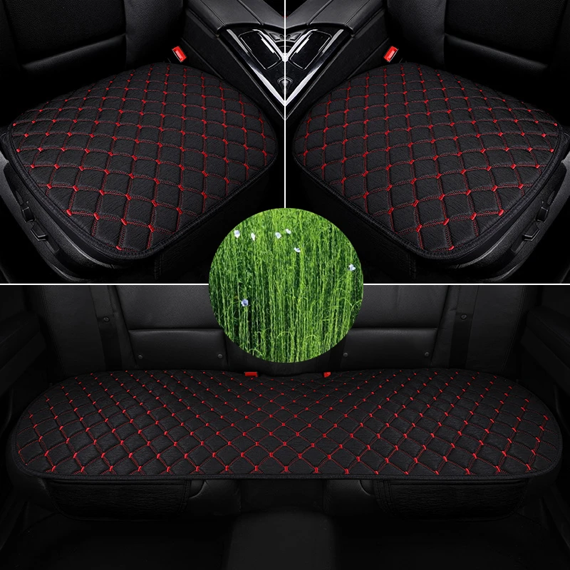 

Universal Size Flax Car Seat Cover Cushion Front Rear Backseat Seat Cover Auto Chair Seat Protector Mat Pad Interior Accessories