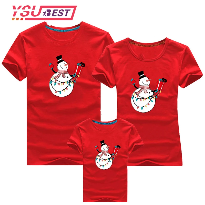 Рождественские одинаковые комплекты для семьи с принтом снеговика семейный